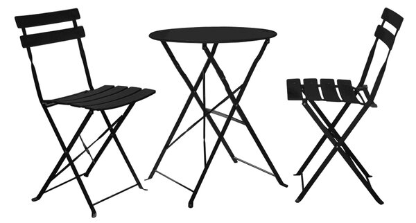 Set gradina OBAX, negru, otel, cu masuta si 2 scaune