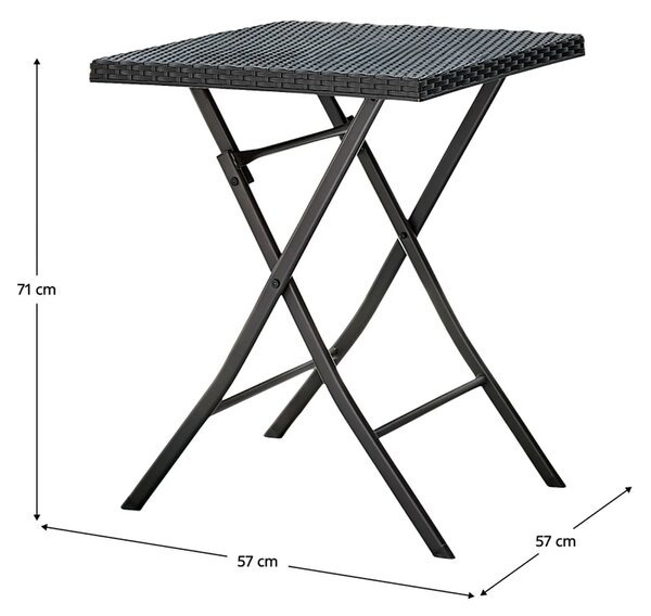 Set gradina FARUK, negru, ratan artificial/otel, cu masuta si 2 scaune