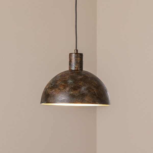 Opviq Lampă suspendată Kure, negru-maro, metal, Ø 30 cm, E27, reglabil, Maro / Rugină, Bucătărie, Metal, Modern