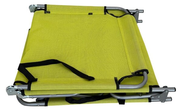 Sezlong gradina KELEO, gri/verde, plasa/otel, 58x182x79 cm