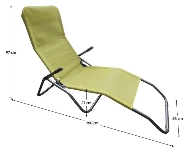 Sezlong gradina SELNO, verde/gri, plasa/otel, 58x160x97 cm