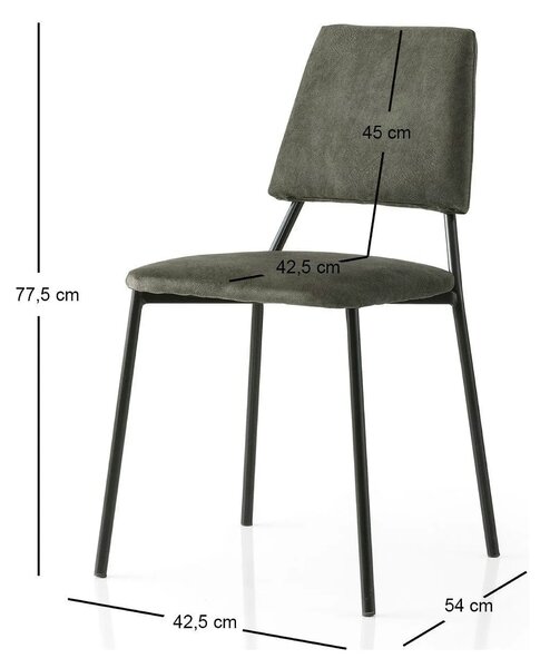 Set 2 scaune LIMA 4553 V2, gri inchis/negru, stofa catifelata/metal, 4