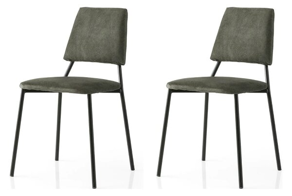 Set 2 scaune LIMA 4553 V2, gri inchis/negru, stofa catifelata/metal, 4