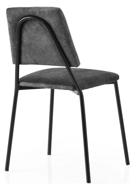 Set 2 scaune LIMA 4554 V2, gri antracit/negru, stofa catifelata/metal