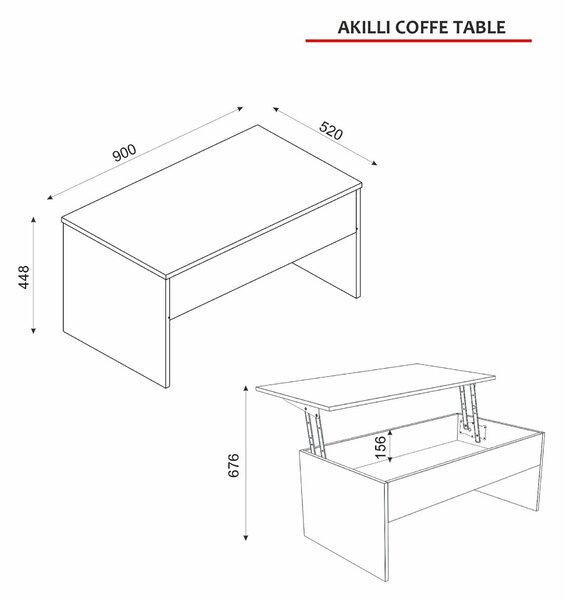 Masuta cafea AKILLI, crem, PAL melaminat, 90x45x52 cm