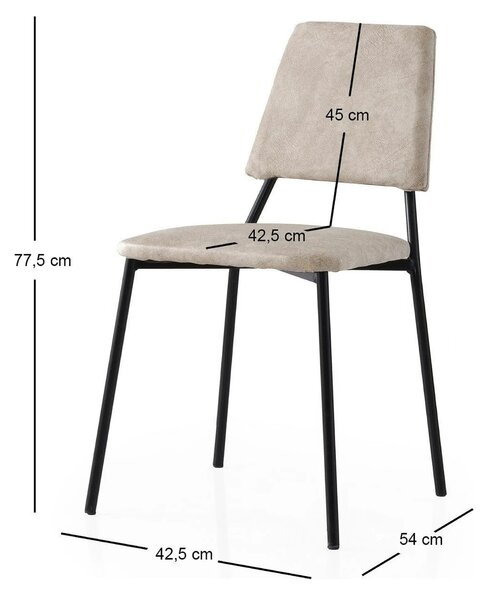 Set 2 scaune LIMA 4551 V2, bej deschis/negru, stofa catifelata/metal