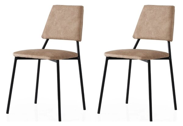 Set 2 scaune LIMA 4552 V2, bej/negru, stofa catifelata/metal, 43x54x78