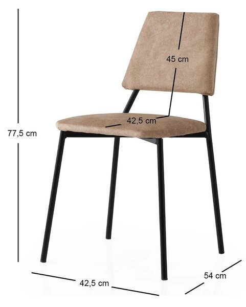 Set 2 scaune LIMA 4552 V2, bej/negru, stofa catifelata/metal, 43x54x78