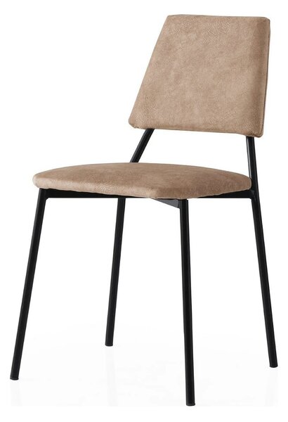 Set 2 scaune LIMA 4552 V2, bej/negru, stofa catifelata/metal, 43x54x78