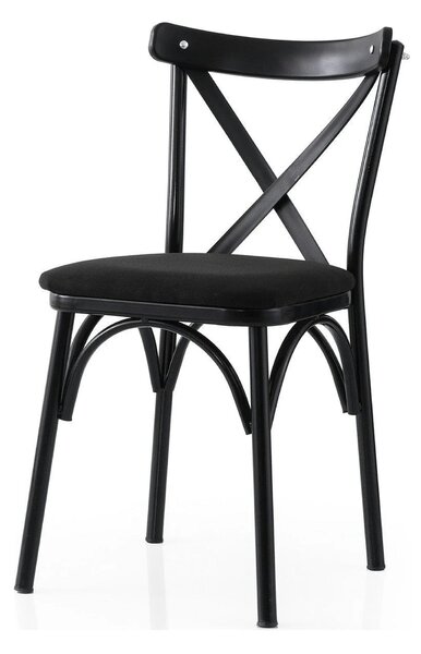 Set 2 scaune EKOL 290 V2, negru, stofa clasica/metal, 42x40x81 cm