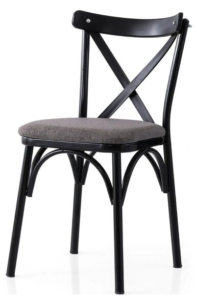 Set 2 scaune EKOL 291 V2, gri inchis/negru, stofa clasica/metal, 42x40
