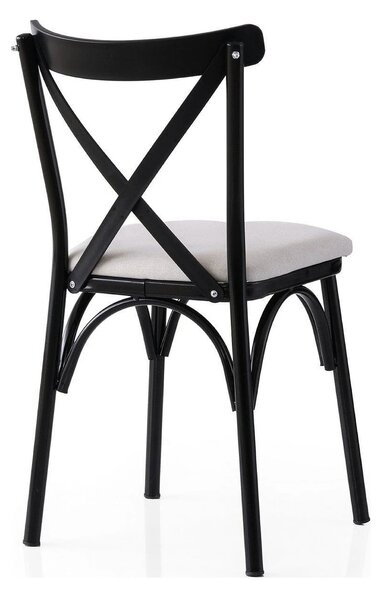Set 2 scaune EKOL 286 V2, alb/negru, stofa clasica/metal, 42x40x81 cm