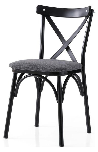 Set 2 scaune EKOL 288 V2, gri/negru, stofa clasica/metal, 42x40x81 cm