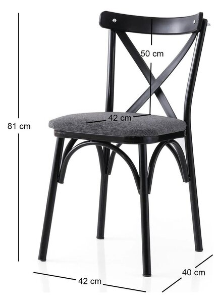 Set 2 scaune EKOL 288 V2, gri/negru, stofa clasica/metal, 42x40x81 cm