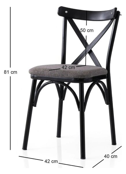 Set 2 scaune EKOL 291 V2, gri inchis/negru, stofa clasica/metal, 42x40