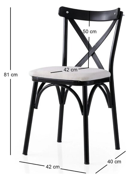 Set 2 scaune EKOL 286 V2, alb/negru, stofa clasica/metal, 42x40x81 cm