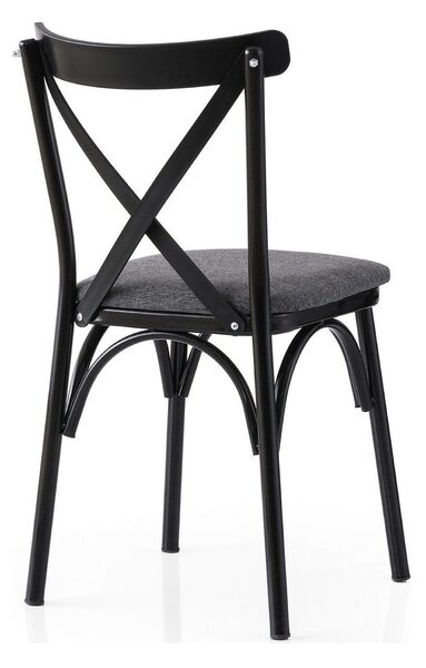 Set 2 scaune EKOL 288 V2, gri/negru, stofa clasica/metal, 42x40x81 cm
