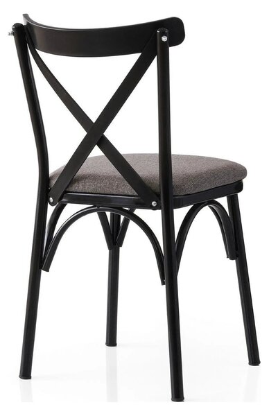 Set 2 scaune EKOL 291 V2, gri inchis/negru, stofa clasica/metal, 42x40