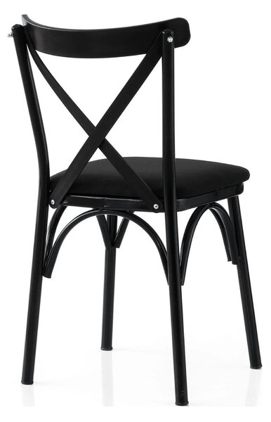 Set 2 scaune EKOL 290 V2, negru, stofa clasica/metal, 42x40x81 cm