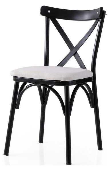 Set 2 scaune EKOL 286 V2, alb/negru, stofa clasica/metal, 42x40x81 cm