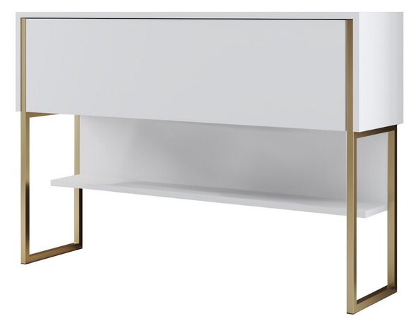 Consola LUXE, alb/auriu, PAL melaminat/metal, 120x30x80 cm