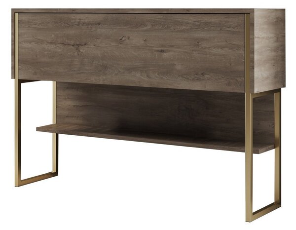 Consola LUXE, stejar canyon/auriu, PAL melaminat/metal, 120x30x80 cm