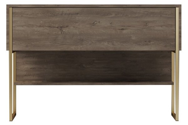 Consola LUXE, stejar canyon/auriu, PAL melaminat/metal, 120x30x80 cm