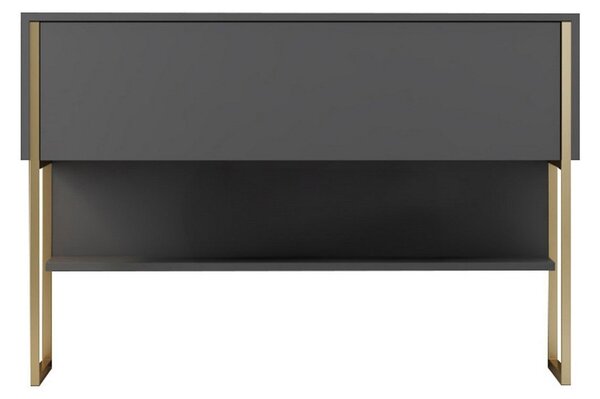 Consola LUXE, gri antracit/auriu, PAL melaminat/metal, 120x30x80 cm