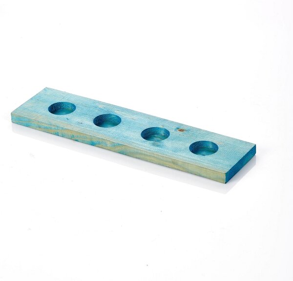 Suport lumanari TEALIGHT MA, albastru, lemn, 35x9 cm