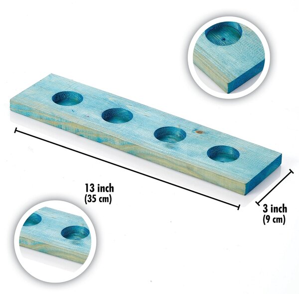 Suport lumanari TEALIGHT MA, albastru, lemn, 35x9 cm