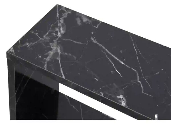 Masuta laterala LIFE, negru cu efect de marmura, PAL melaminat, 60x20x