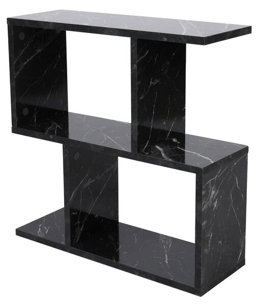 Masuta laterala LIFE, negru cu efect de marmura, PAL melaminat, 60x20x