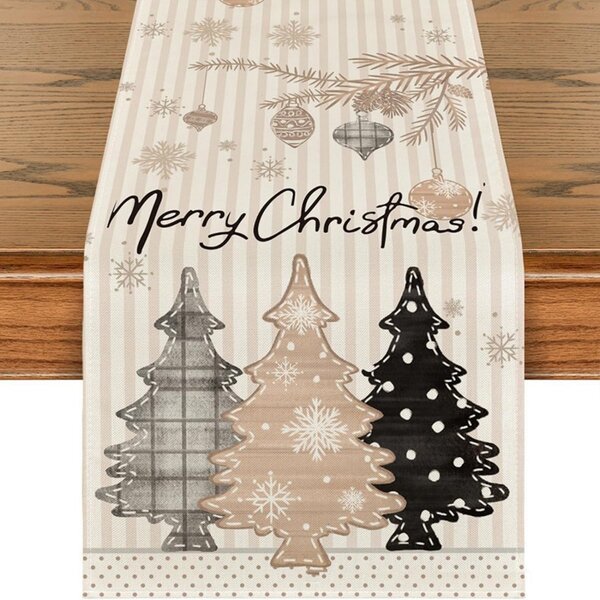 Runner de Craciun din in NOEL BRUNCH 33x180 cm, bej