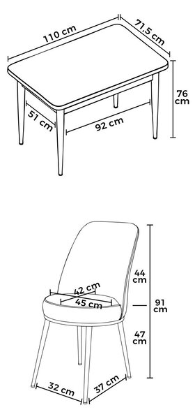 Set dining Nilla 1 (alb + fumuriu) (pentru 4 persoane). 1144511