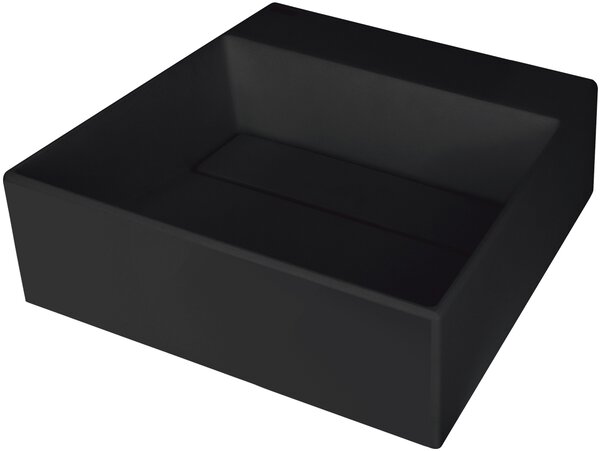 Lavoar de granit Deante Correo, cu blat, cu raft sub baterie și placă de acoperire 400x400x130 mm, negru, CQR_NU4M