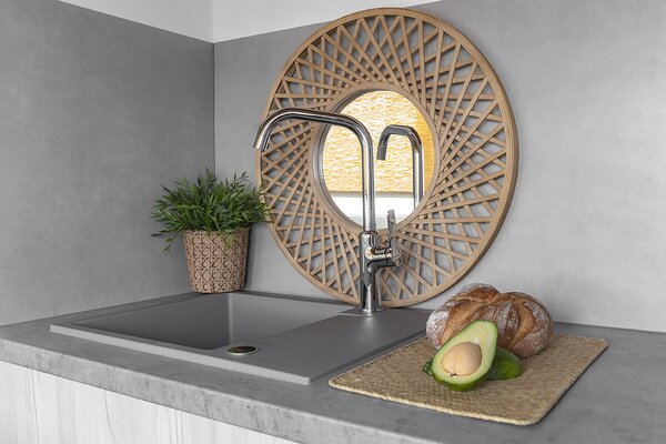 Kuchinox Rab, chiuvetă din granit cu 1 compartiment 560x440x175 mm cu scurgător, gri mat, LAV-SBF_513Y