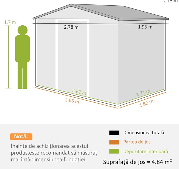 Outsunny Dulap Grădină Metal Glisant Maro | Aosom Romania