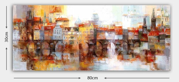 Tablou 483TNS1744, multicolor, panza/lemn, 80x30 cm