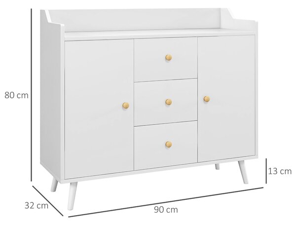 Bufet HOMCOM Alb 90x80 PAL-Pin | Aosom Romania