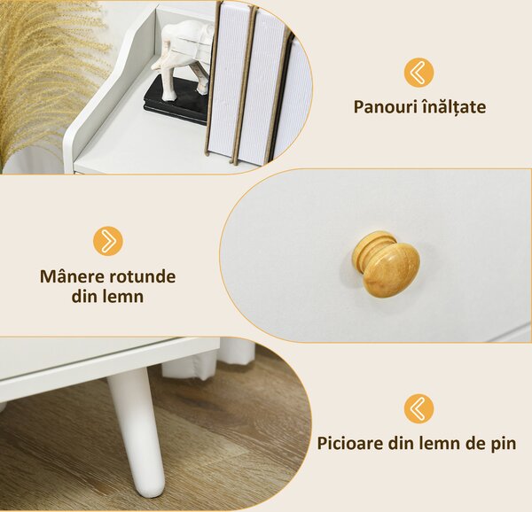 Bufet HOMCOM Alb 90x80 PAL-Pin | Aosom Romania