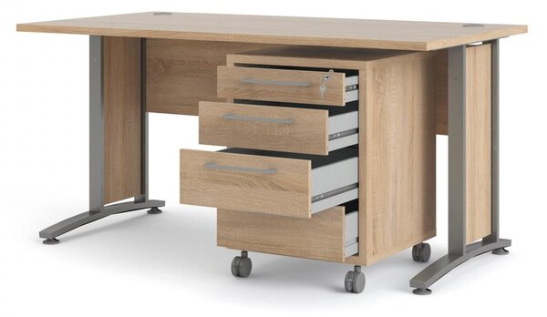 Masă de birou Modulo 150 x 80 cm + container, stejar sonoma / gri