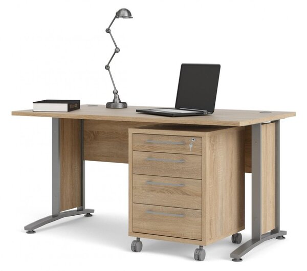Masă de birou Modulo 150 x 80 cm + container, stejar sonoma / gri