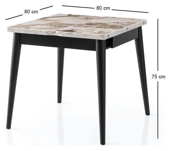 Masa extensibila TOTEM 3042, alb cu efect de marmura, PAL melaminat, 8