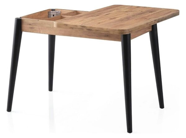 Masa extensibila DOLUNAY 1284, stejar/negru, PAL melaminat, 100/120x60
