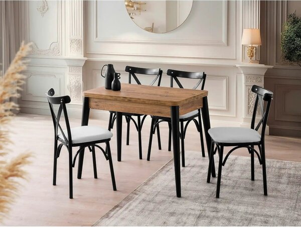 Masa extensibila DOLUNAY 1284, stejar/negru, PAL melaminat, 100/120x60