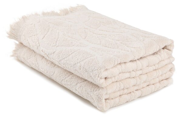 Set 2 prosoape baie LEAF, crem, bumbac, 50x90 cm