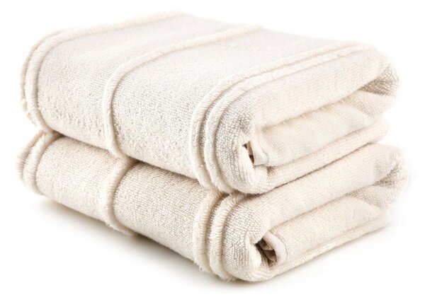 Set 2 prosoape baie ARDEN, crem, bumbac, 50x90 cm