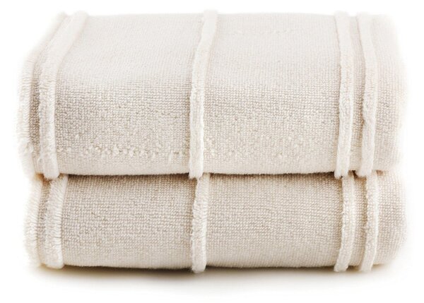 Set 2 prosoape baie ARDEN, crem, bumbac, 50x90 cm