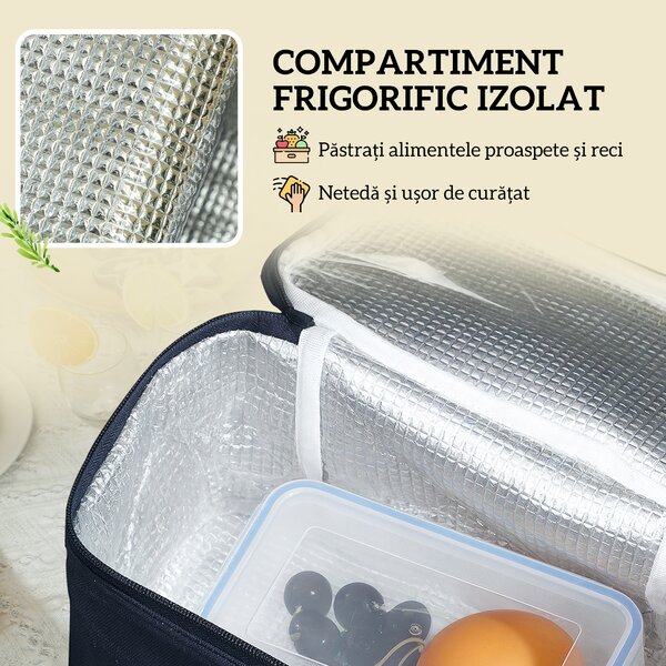 Outsunny Coș de Picnic pentru 4 Persoane cu Zonă Frigorifică și Accesorii 54x34x20 cm | Aosom Romania