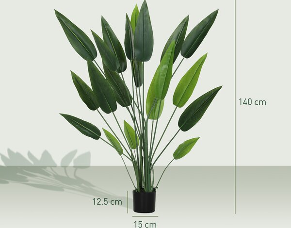 HOMCOM Plantă Artificială "Pasărea Paradisului" cu 20 de Frunze și Ghiveci | Aosom Romania